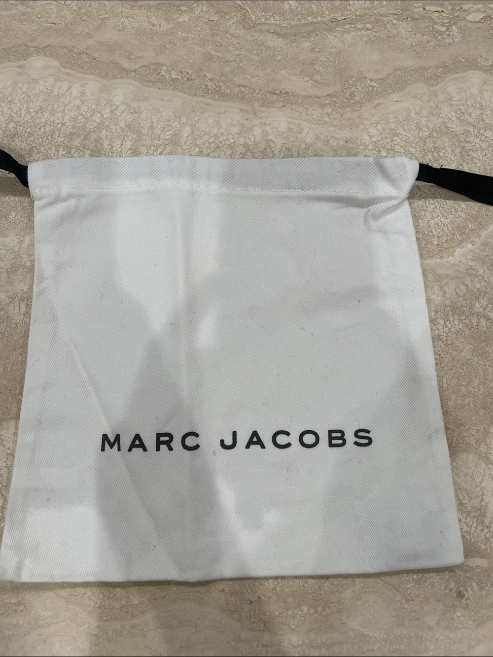 Marc Jacobs White Drawstring Dust Pouch with Black Cord